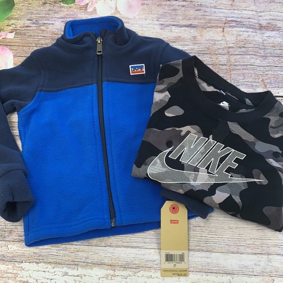 Boys Bundle • Levi’s Fleece Jacket w/Nike Camo Tee • NWT! - Picture 2 of 10